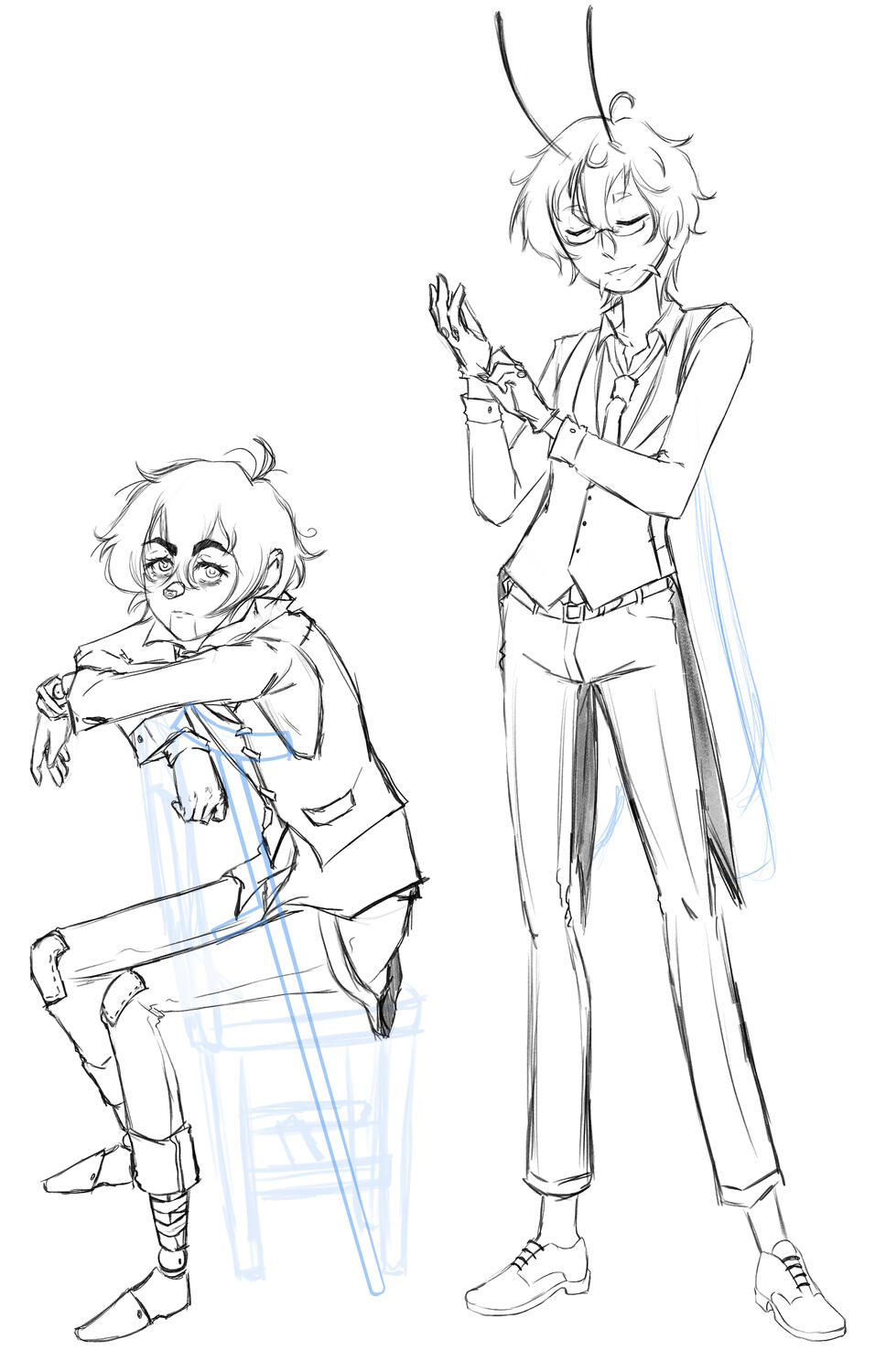 &quot;No Goodnights&quot; Pinocchio + Anthony Illustration (Sketch)