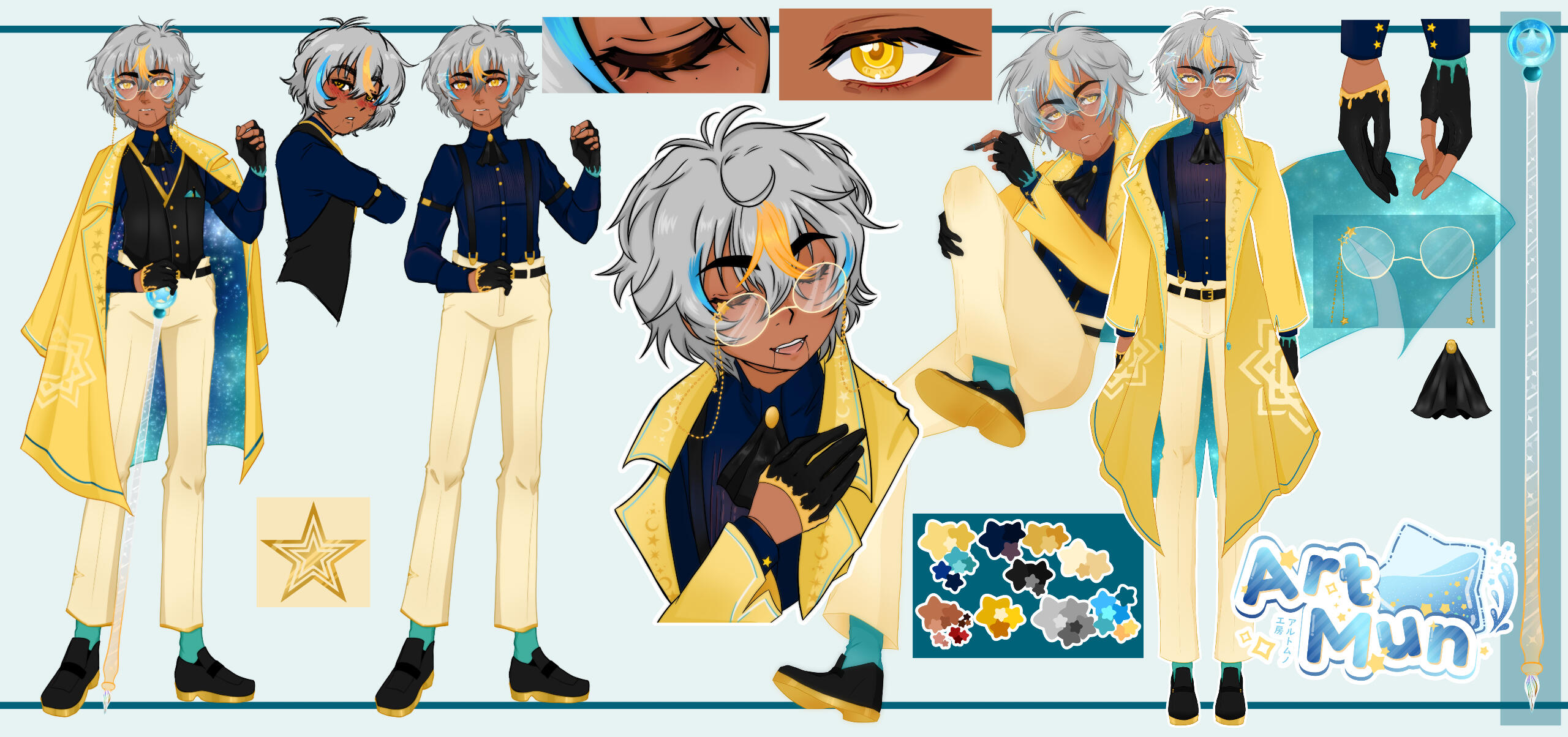 Character Sheet of my old VTube Model. All assets/models seen here are drawn by me.